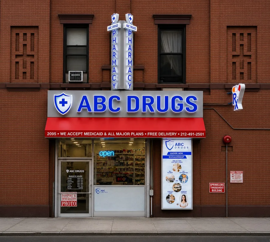ABC Drugs storefront in East Harlem, New York